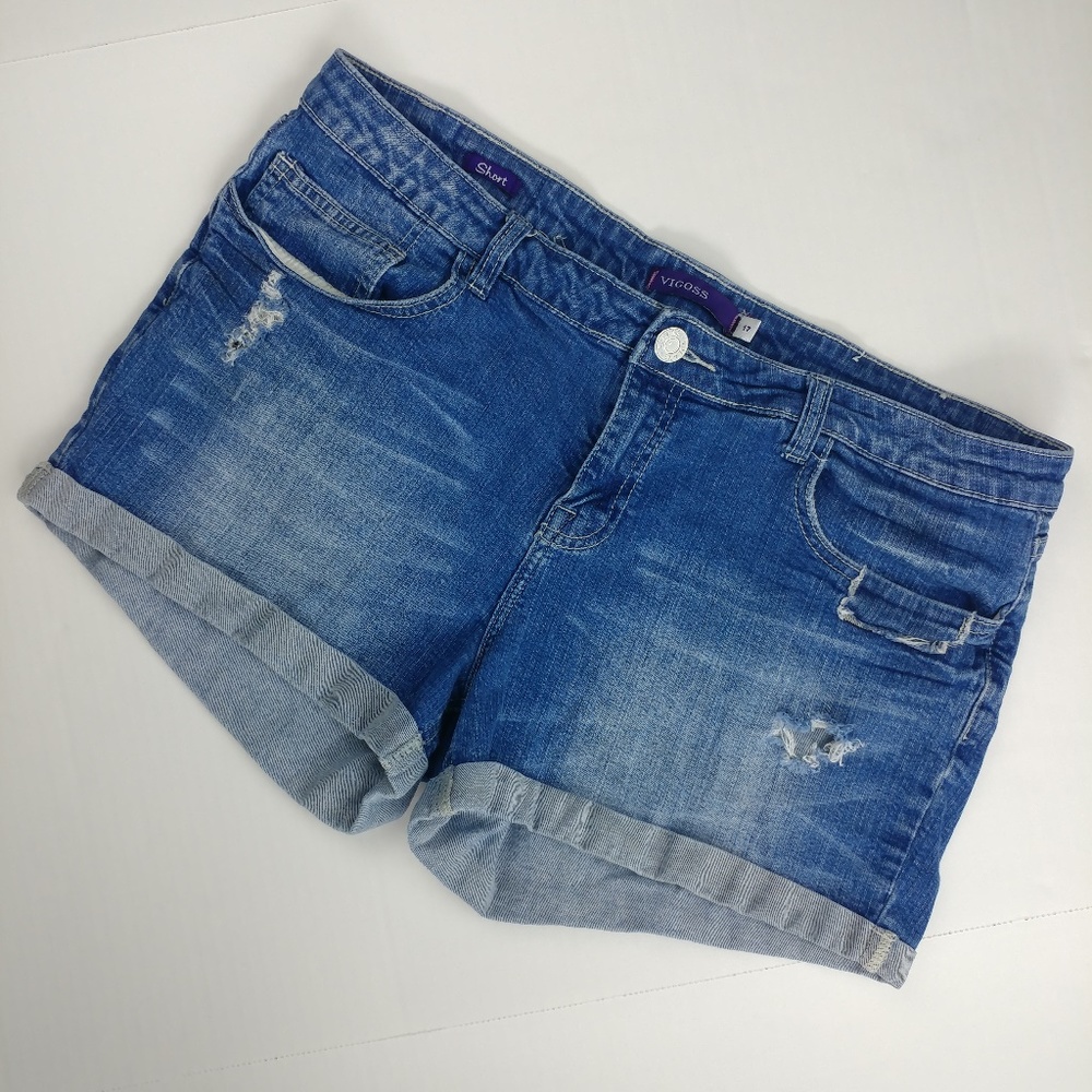 Vigoss Cuffed Distressed Medium Wash Shorts